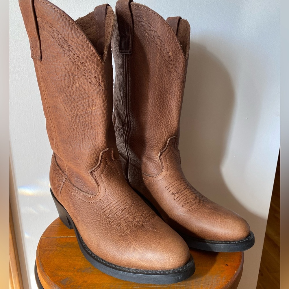 Western Leather Masterson Boot Co. Brown Leather Cowboy Boots RB4002 Mens Size 8